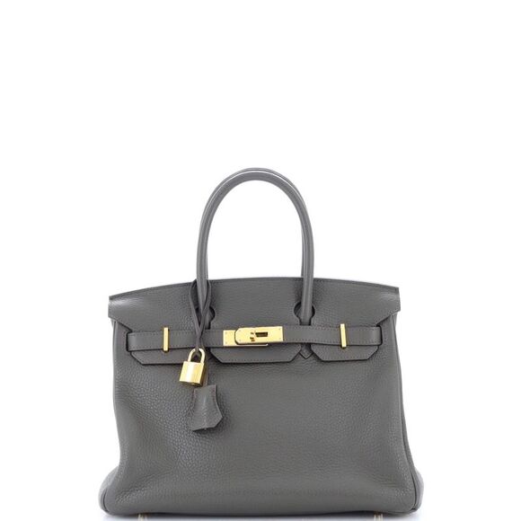 Hermes Handbags - Hermes Birkin Handbag Vert Olive Clemence with Gold Hardware 30 Green